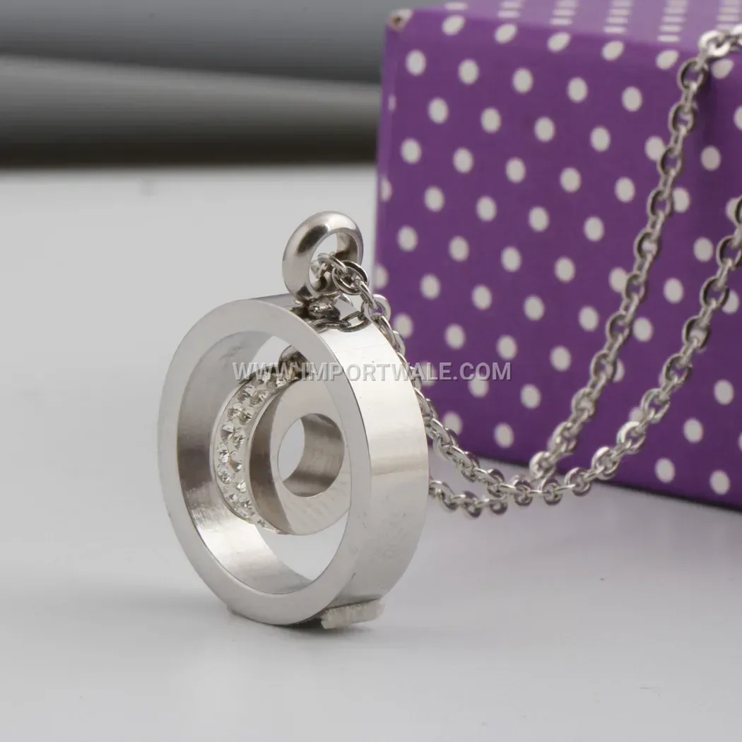 Hollow Circular Rhinestone Stainless Steel Minimalist Necklace