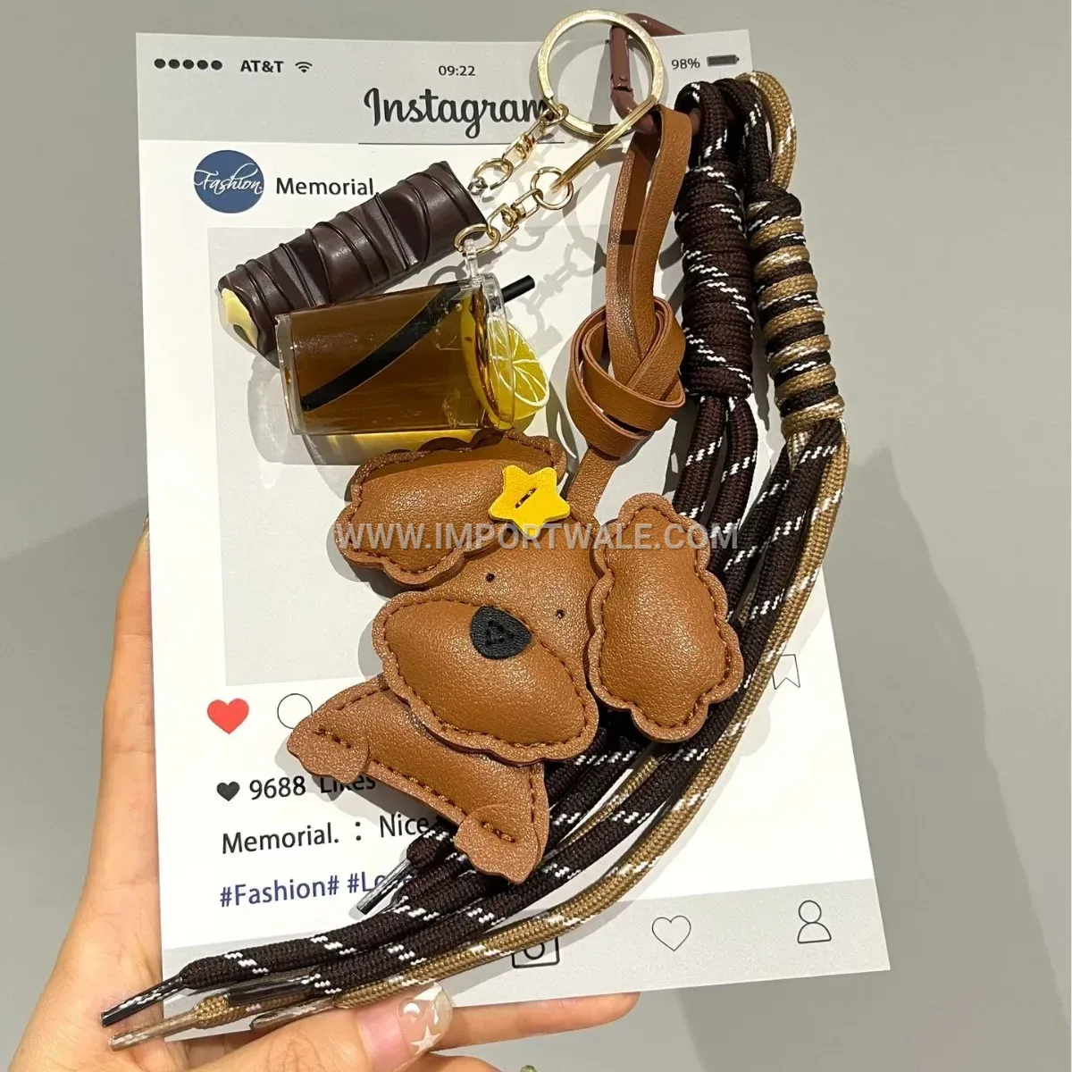 Cute Faux Leather Teddy Bear Bag Pendant Keychain