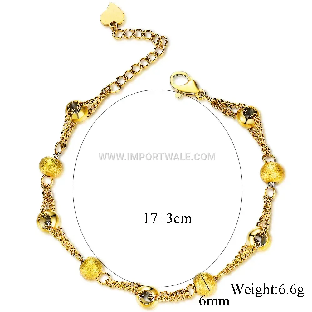 Frosted Stainless Steel Bead Adjustable Minimalist Bracelet
