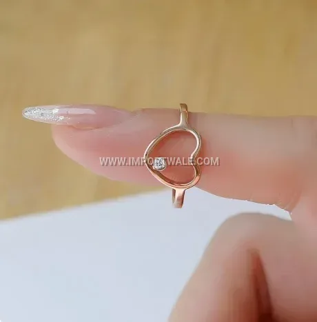 Heart Cut Zircon Openwork Stainless Steel Solitaire Ring