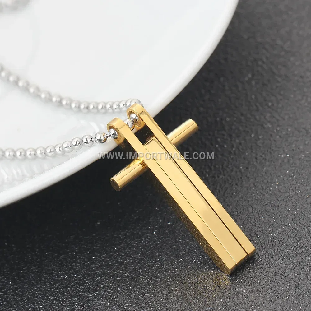 Rhinestone Encrusted Cross Stainless Steel Necklace
