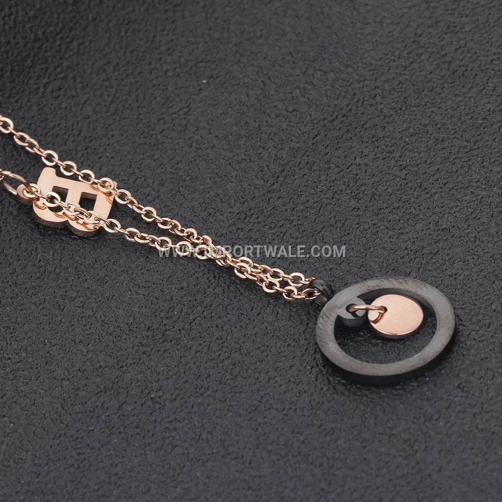 Rose Gold Stainless Steel Cutout Love Disk Pendant Necklace
