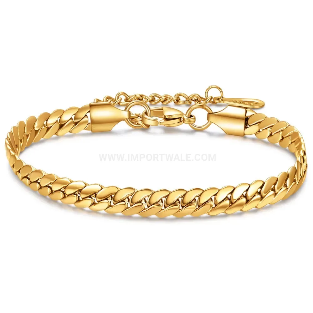Sleek 6mm Stainless Steel Cuban Link Chain Bracelet