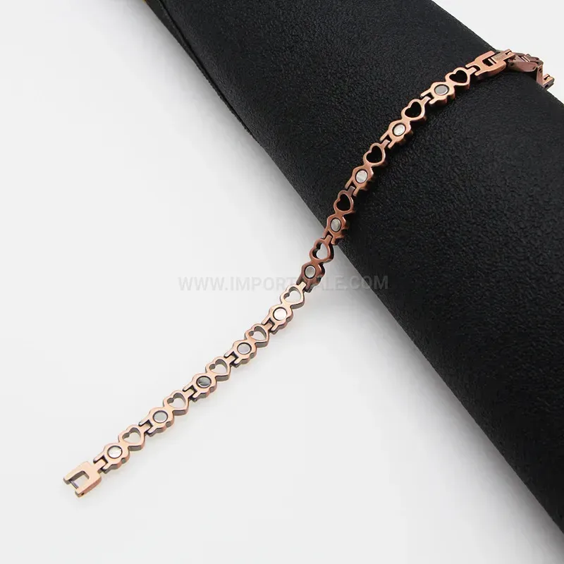 Elegant Heart Charm Pure Copper Bio Magnetic Energy Bracelet