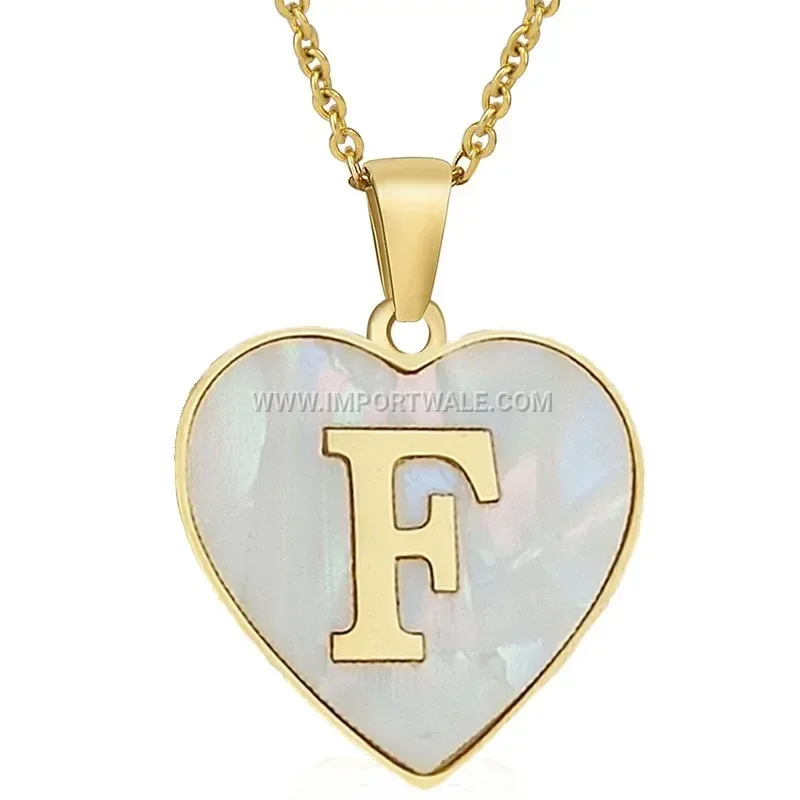 Initial Letter Shell Stainless Steel Pendant Link Chain Necklace