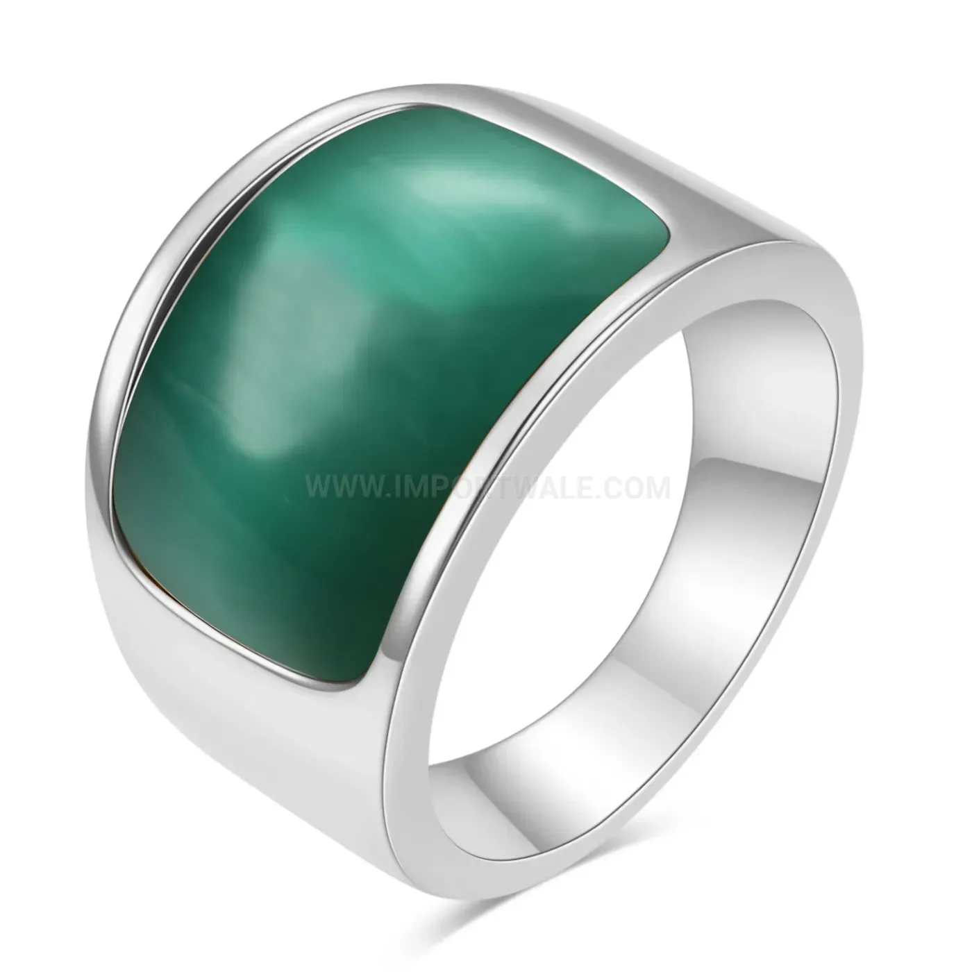 Classic Cat Eye Gemstone Inset Stainless Steel Statement Ring
