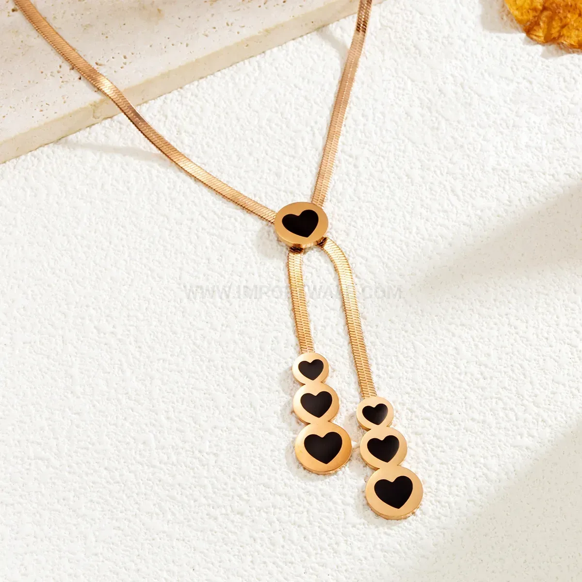 Trendy Minimalist Heart Pendant Rose Gold Titanium Steel Clavicle Chain Necklace