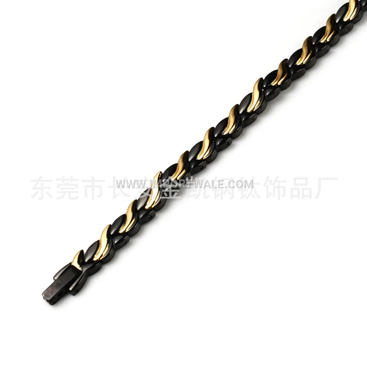 Wavy Geometric Four-in-One Magnetic Chain Bracelet and Necklace Set