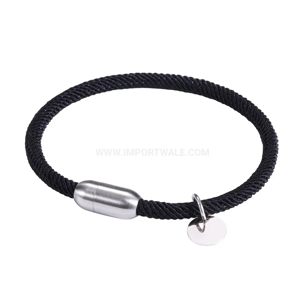 Colorful Braided Cord Bracelet with Stainless Steel Magnetic Clasp