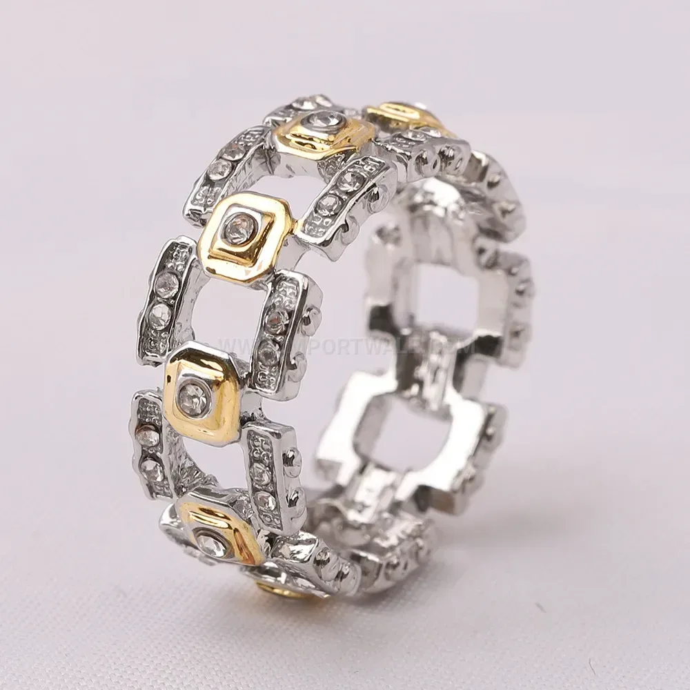Minimalist Alloy Band Ring with Sparkling Cubic Zirconia