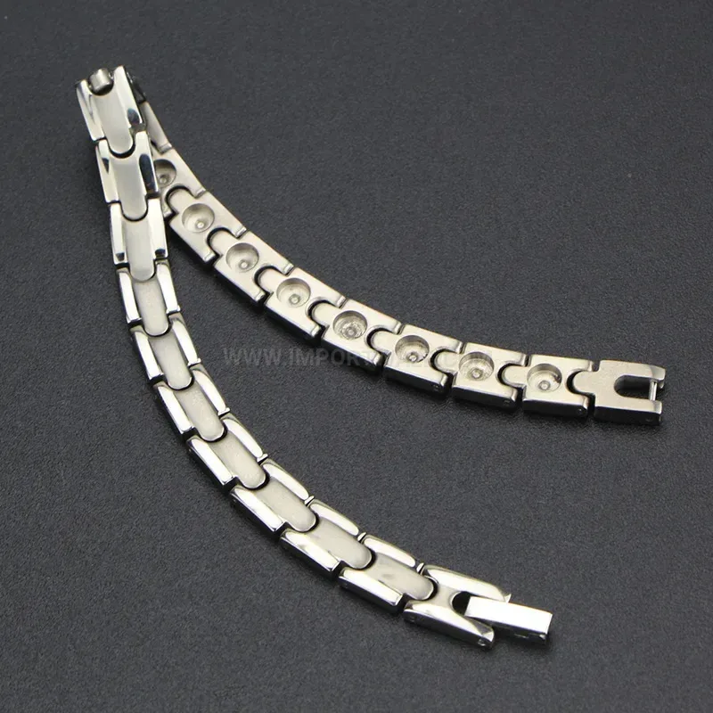 Premium Classic Geometric Pure Titanium Bio Bracelet with Magnetic Inlays