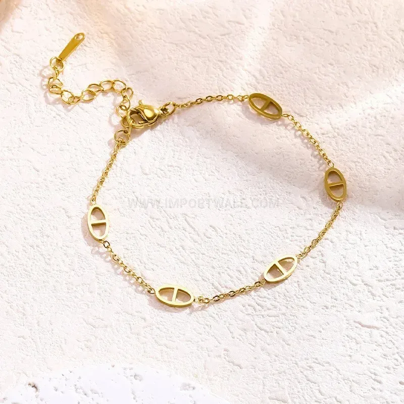 Bold 14K Gold Plated Titanium Steel Layered Chain Link Bracelet