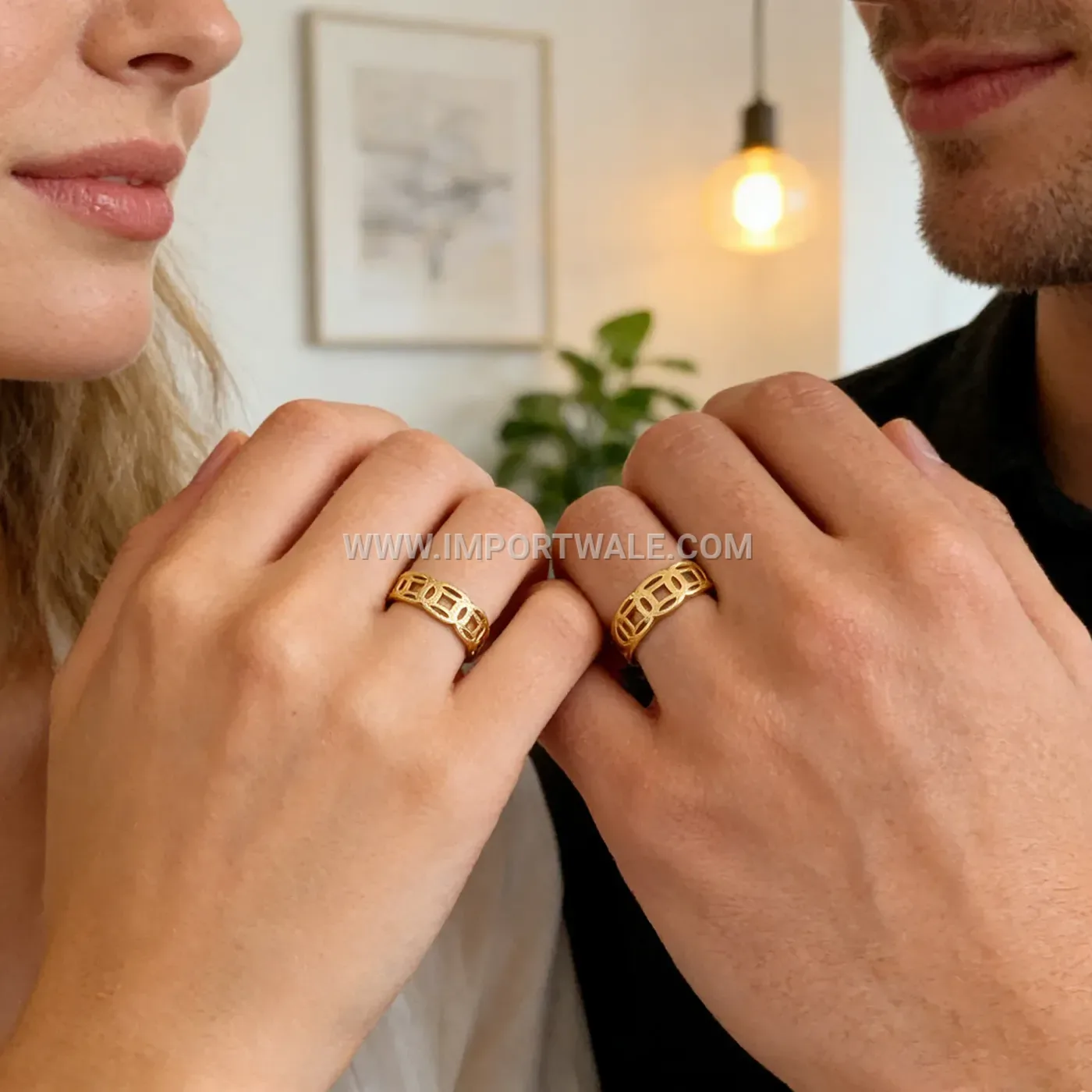 Vintage Fortune Coin Open Ring in Electroplated Stainless Steel