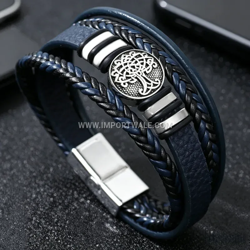Tree of Life Woven Multi Layer Leather Bracelet Men Punk Style