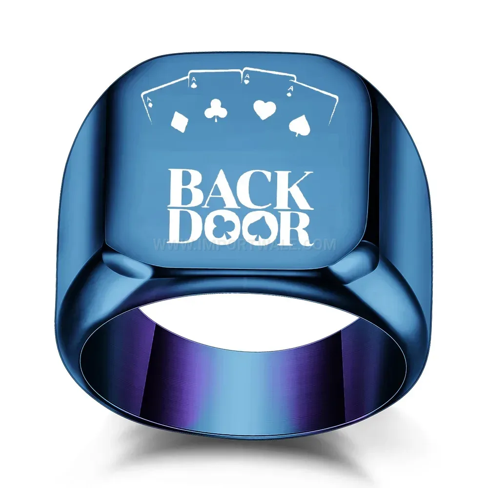 Trendy Polished Square Stainless Steel Playing Card Ring