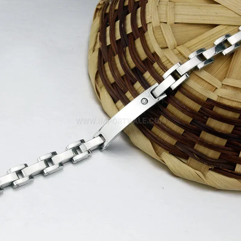Fashion Rhinestone-Embellished Titanium Steel Bio Magnetic Couples Bracelet