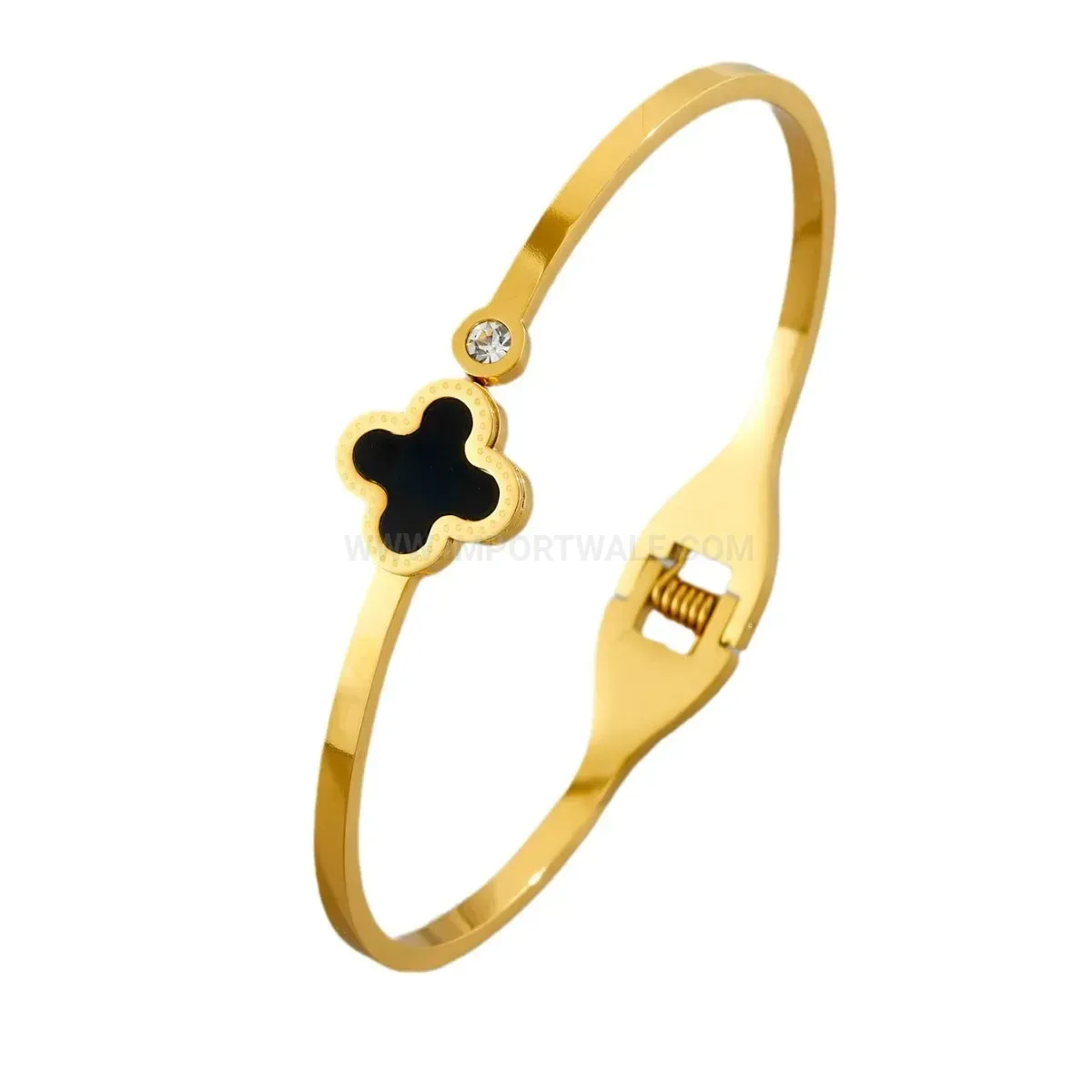 Minimalist Four-Leaf Clover Titanium Steel Bangle Bracelet