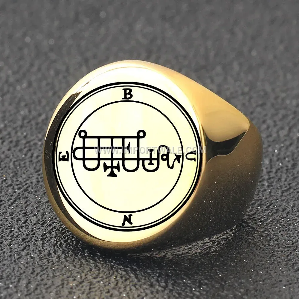 Compass Engraved Circular Stainless Steel Band Ring