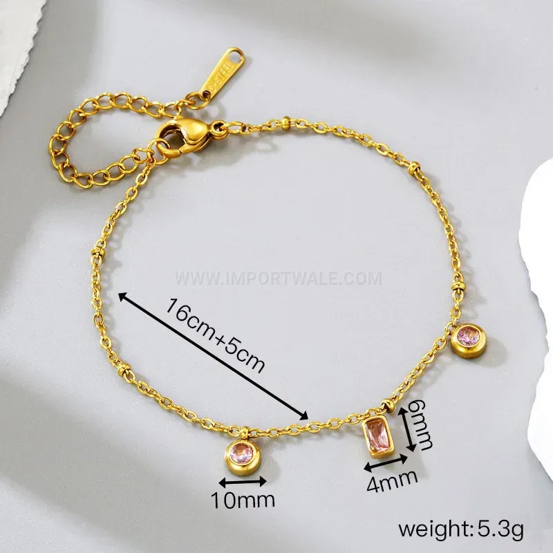 Chic 18K Gold Plated Crystal Charm Stainless Steel Necklace