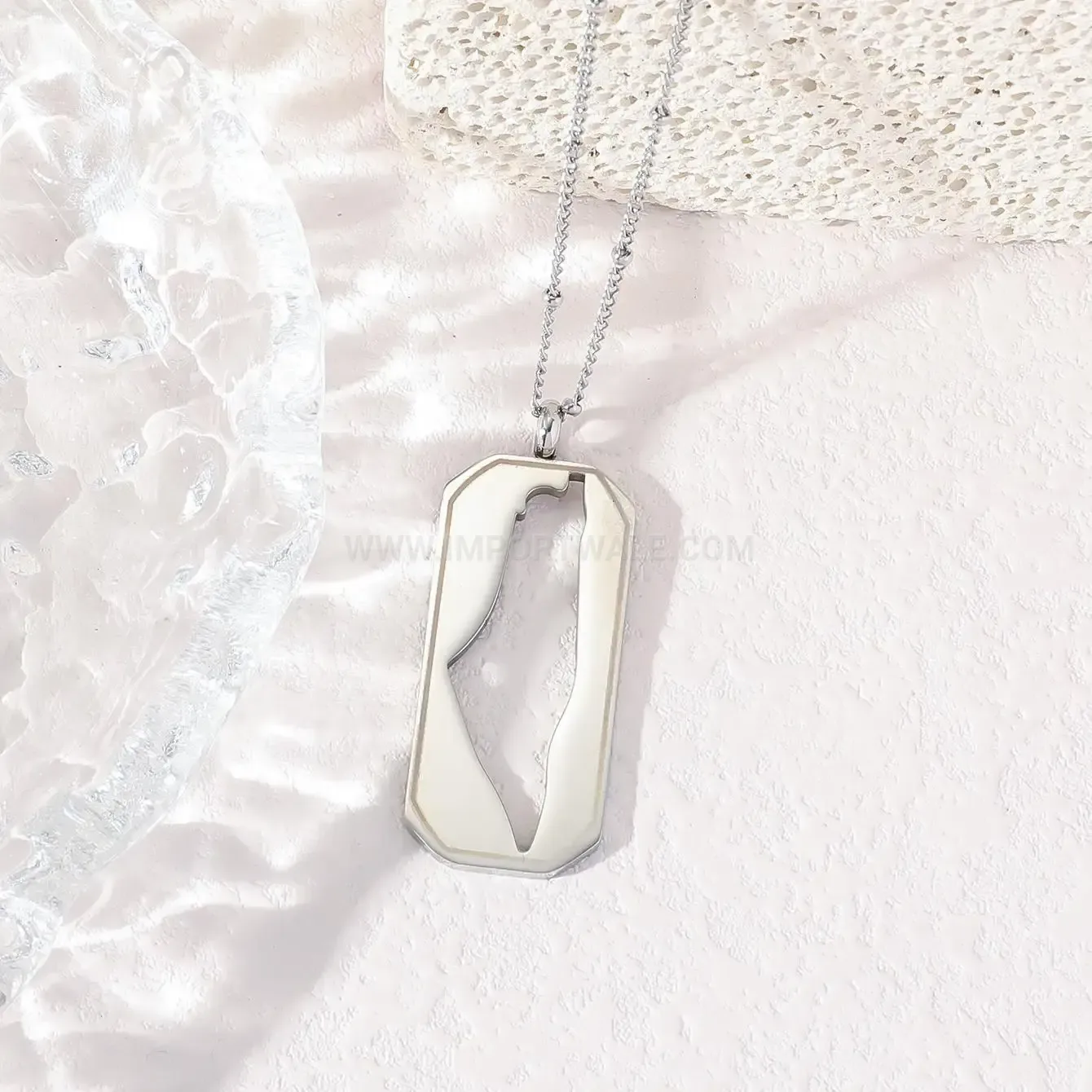 Classic Cutout Vintage Map Symbol Stainless Steel Religious Pendant Necklace