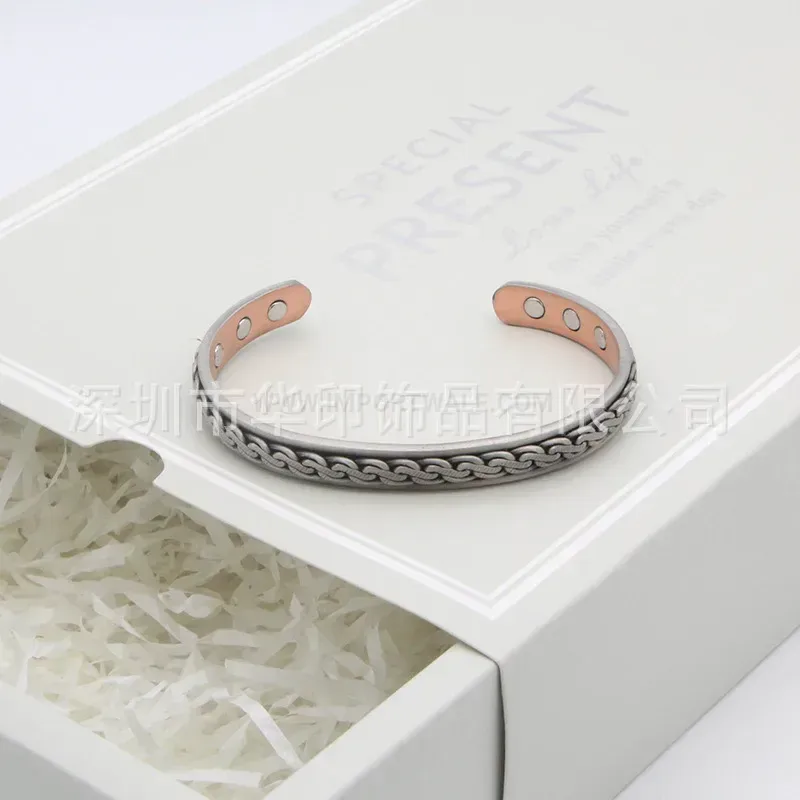 Western Vintage Bronze Red Copper Magnetic Therapy Cuff Bracelet