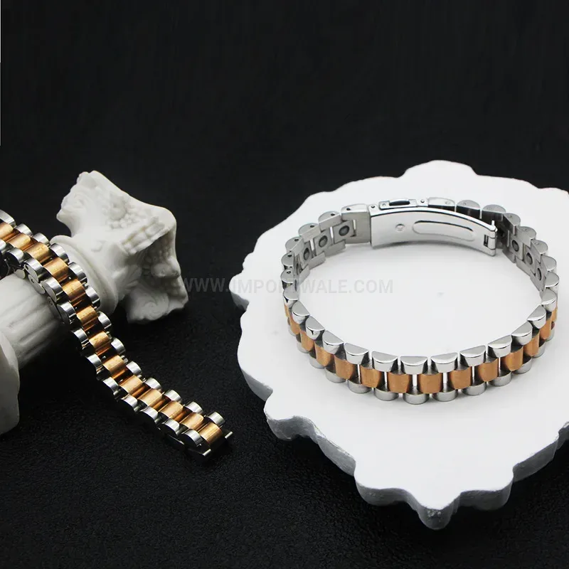 Trendy Couples Stainless Titanium Magnet Bio Bracelet