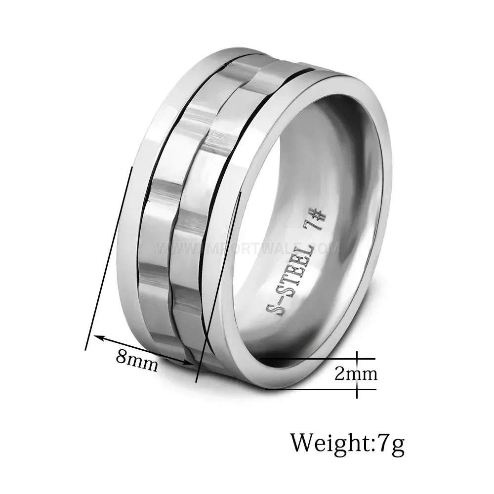Trendy Rotatable Stainless Steel Gear Band Ring for Modern Style