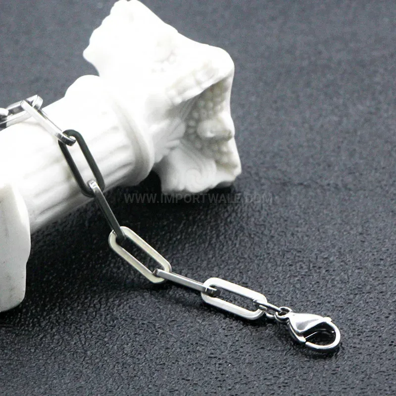 Chunky Titanium Steel Square Ring Link Chain Bracelet