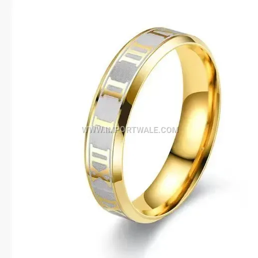 Laser Engraved Roman Numeral Stainless Steel Band Ring