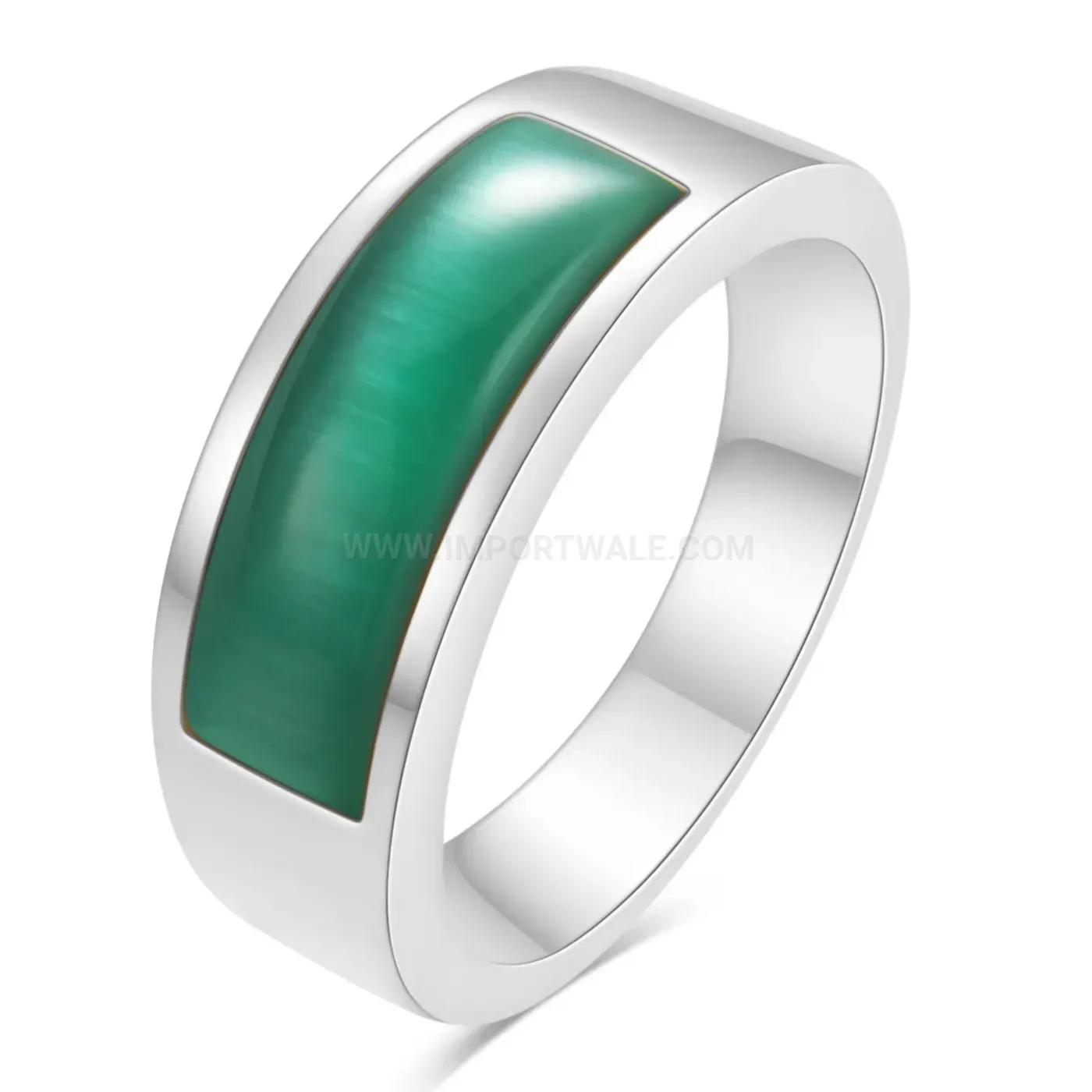 Modern Stainless Steel Solitaire Gemstone Ring with Oval Inlay