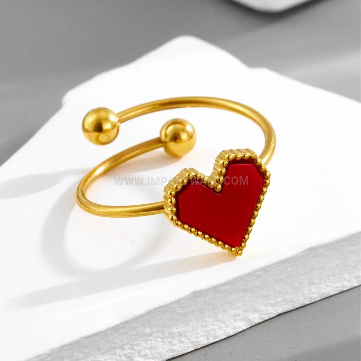 Adjustable Titanium Steel Heart Motif Ring