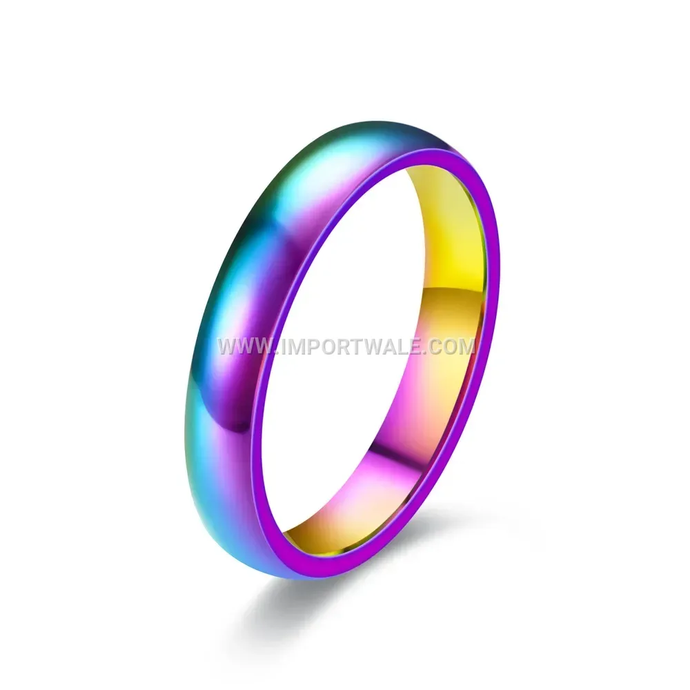 Iridescent Rainbow Stainless Steel Mirror Band Ring