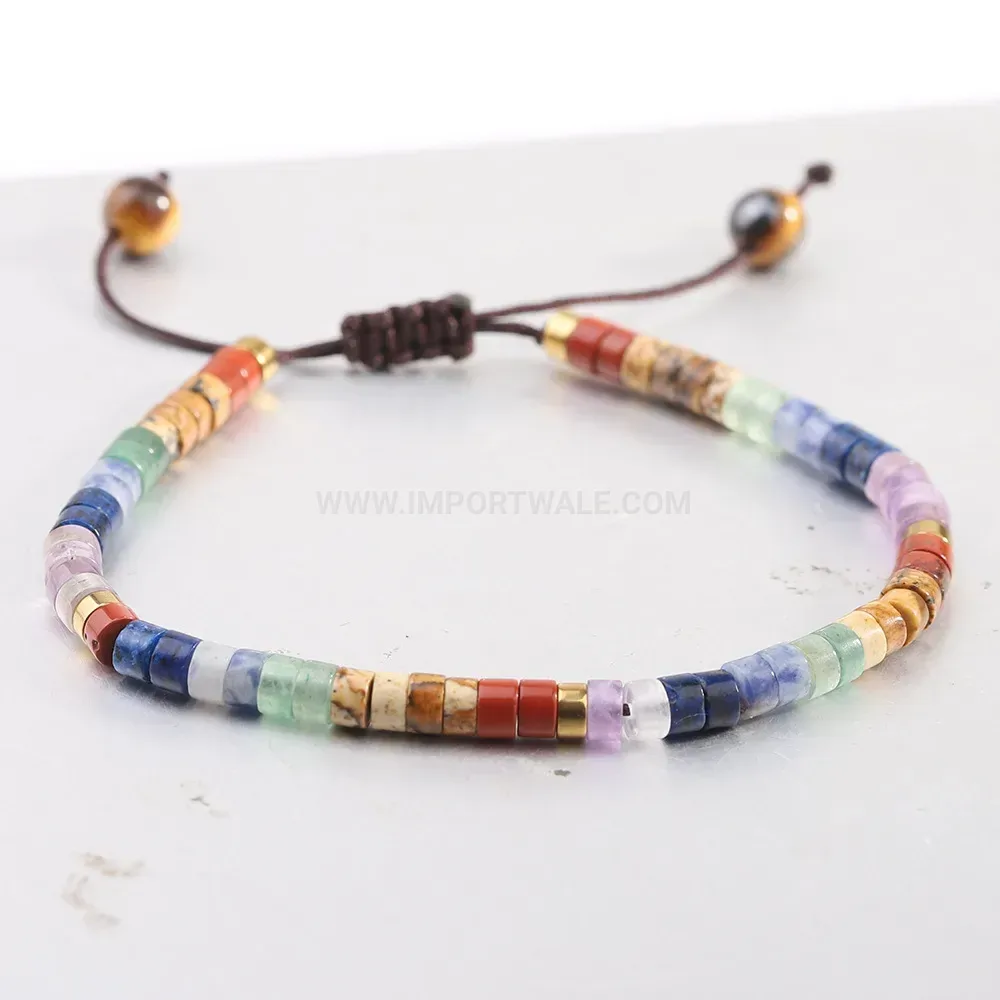 Minimalist Adjustable Natural Crystal Beaded Charm Bracelet
