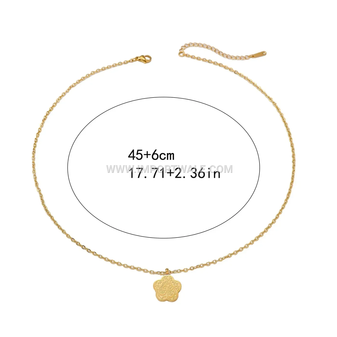 Stainless Steel Ayatul Kursi Clover Pendant Necklace