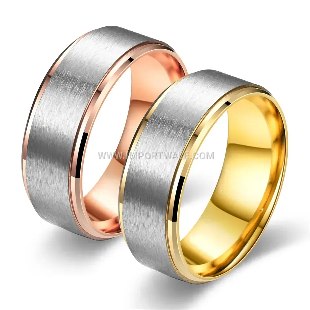 Two Tone Smooth Stainless Steel Pinky Band Ring