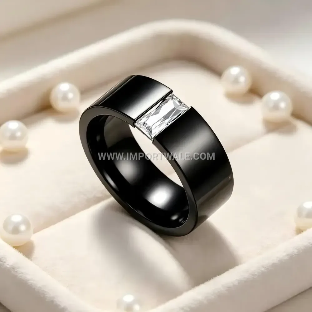Micro Inlaid Zircon Stainless Steel Band Ring