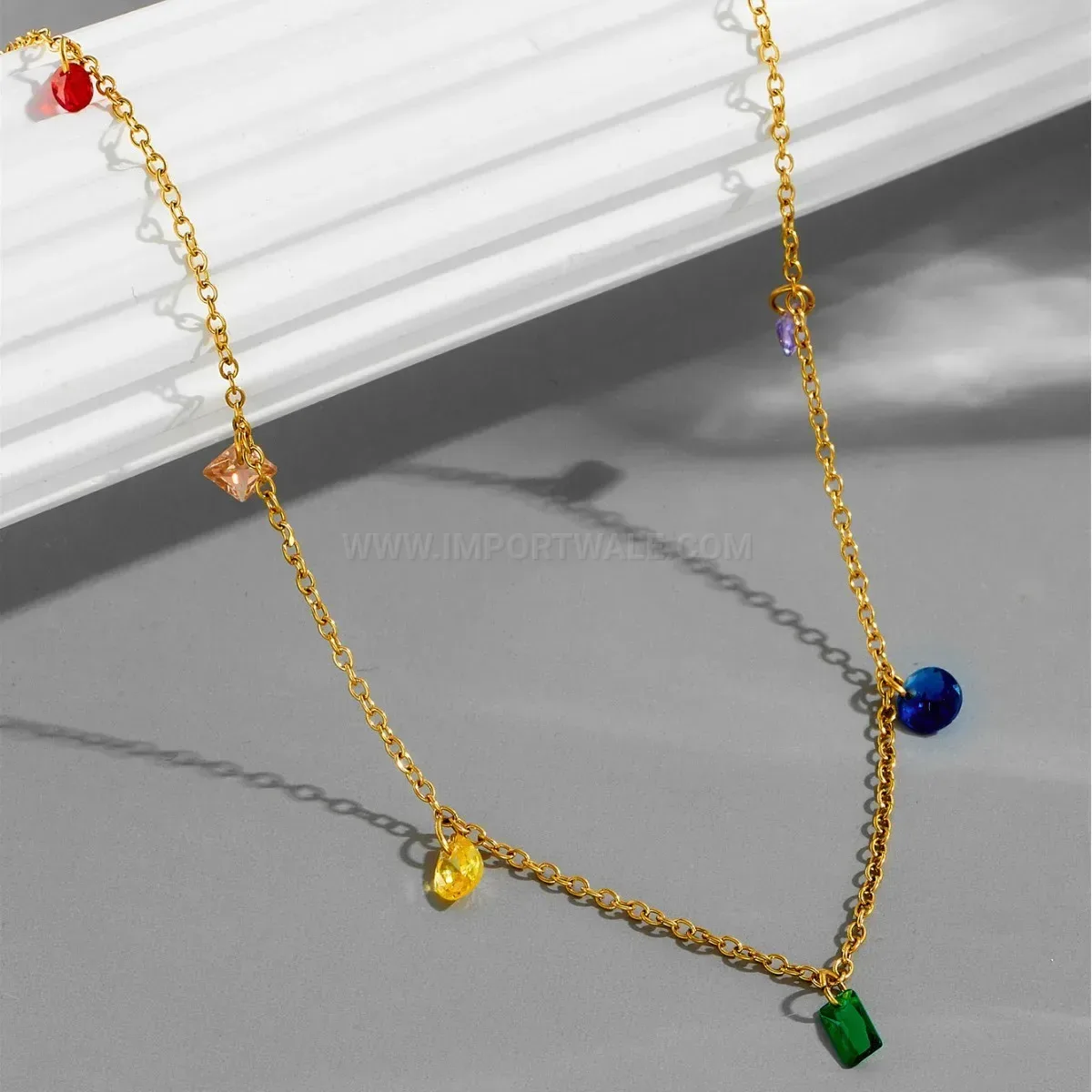 Modern Multicolor Cubic Zirconia Titanium Steel Gold Jewelry Set
