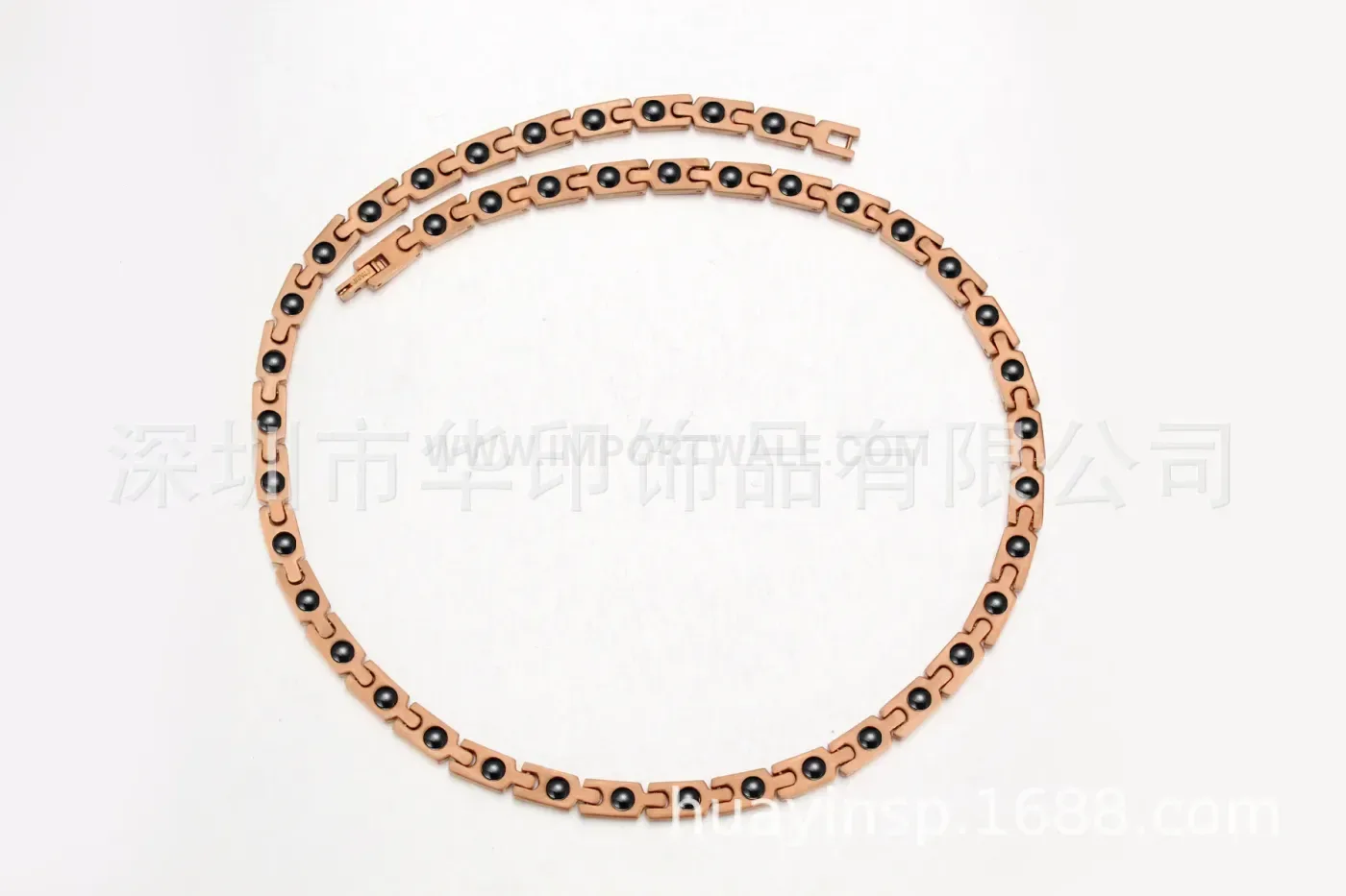 Modern Rose Gold Titanium Germanium Bio Magnetic Chain Necklace