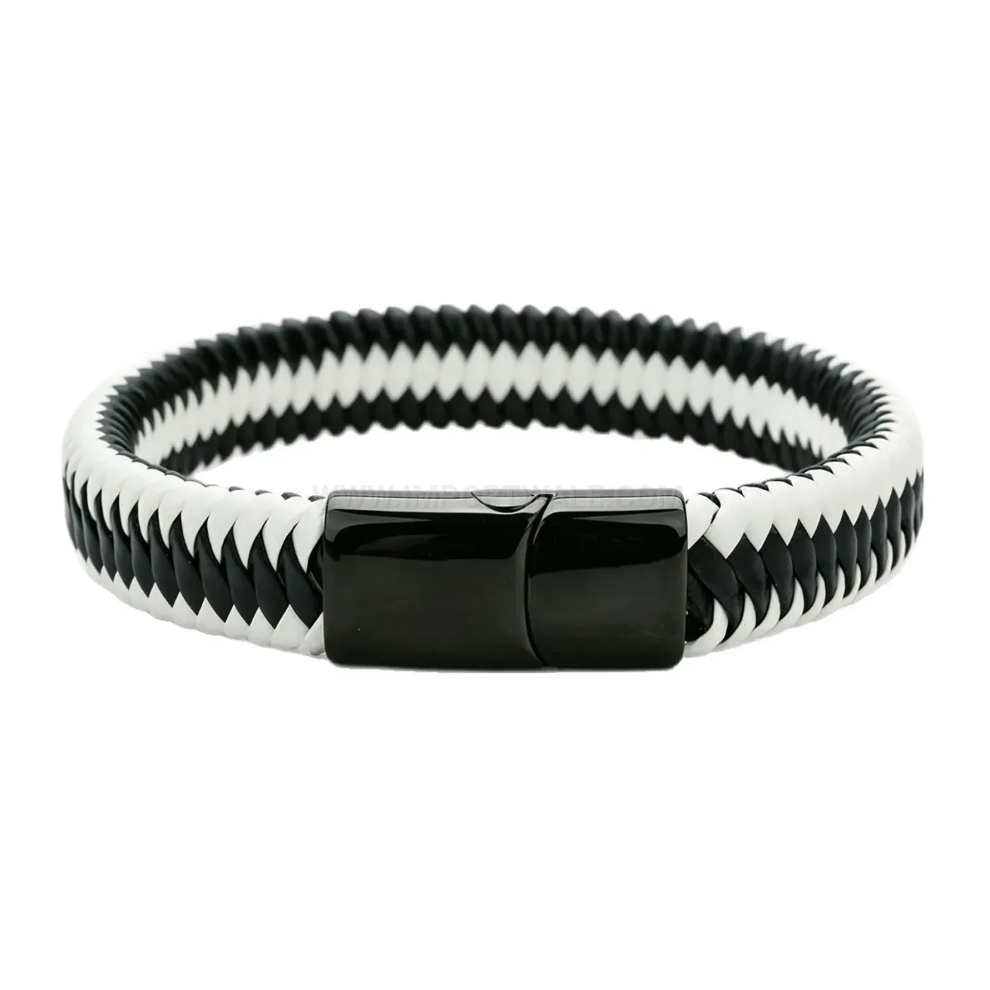 Trendy Two Tone Woven Cord Bracelet with Magnetic Clasp