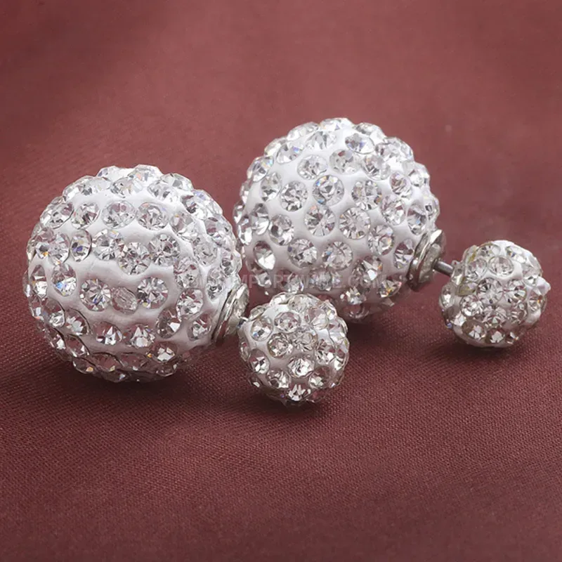 Sparkling Double Sided Crystal Ball Stud Earrings