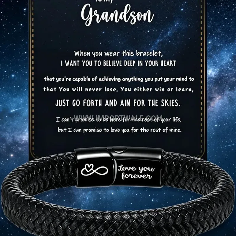 Braided Leather Stainless Steel Magnetic Clasp Gift Bracelet
