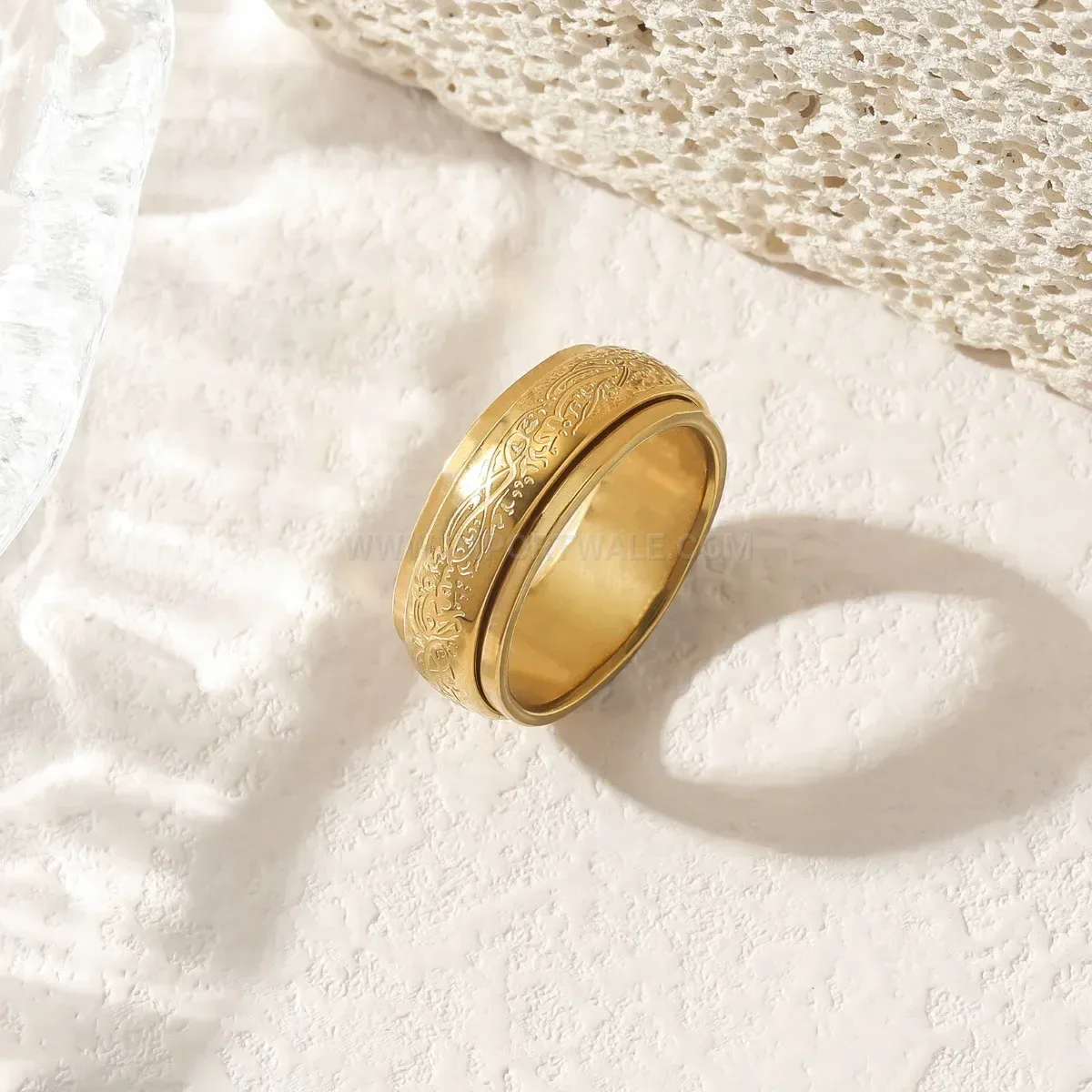 Designer Rotating Stainless Steel Ayatul Kursi Calligraphy Islamic Ring
