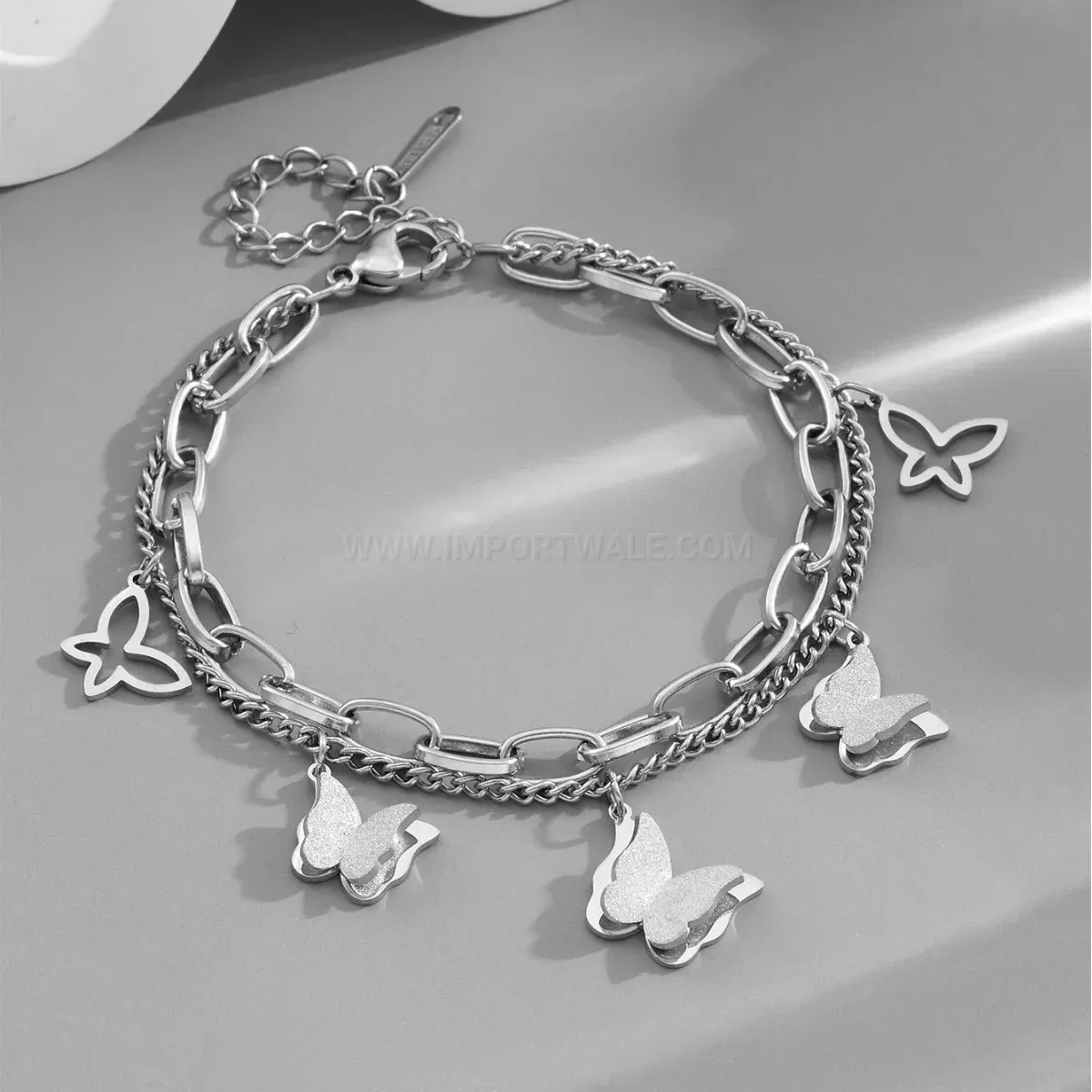 Chic Double-Layer Titanium Steel Butterfly Bracelet