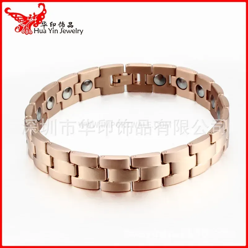 Sleek Geometric Titanium Steel Bio Magnetic Link Bracelet