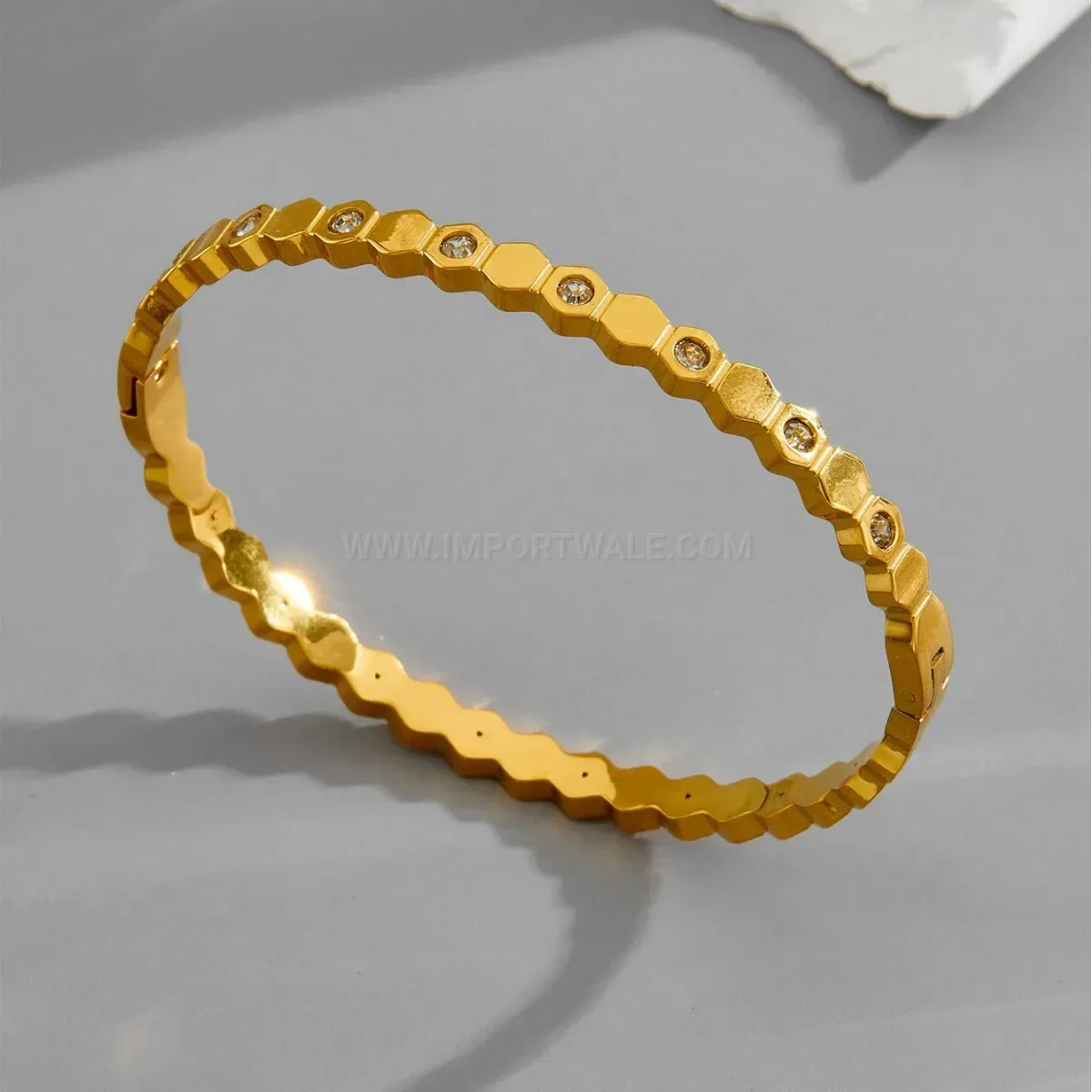 Rhinestone Diamond Rhombus Titanium Steel Bangle Bracelet