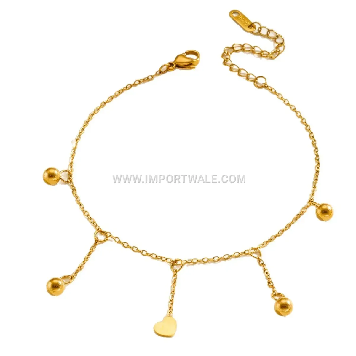 Dangling Heart Tassel Stainless Steel Chain Anklet