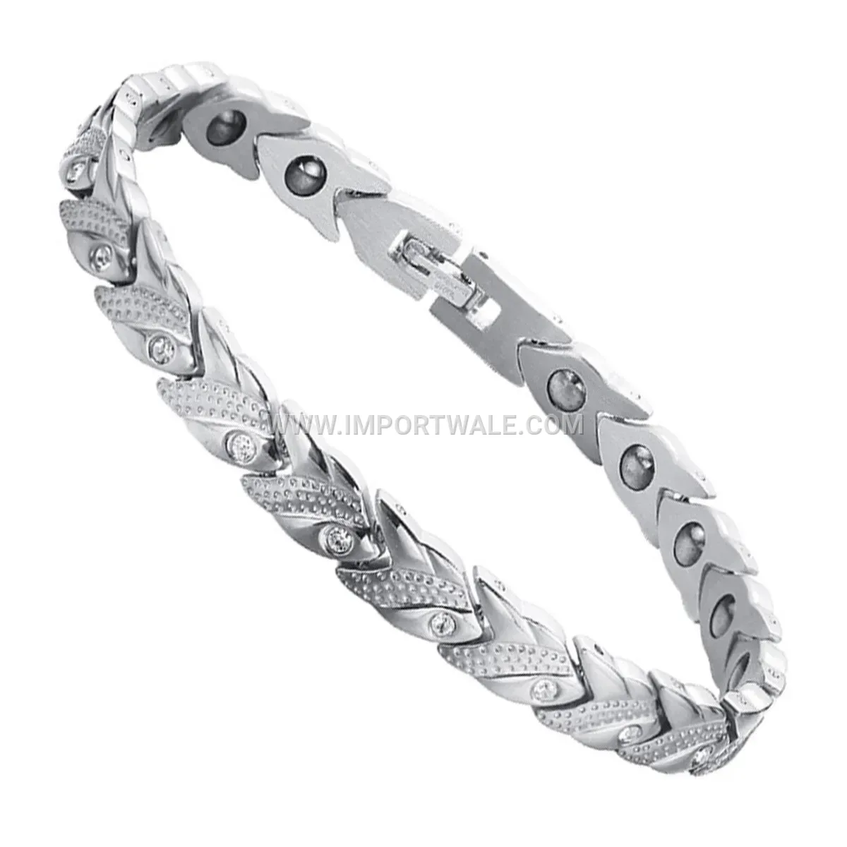 Sleek Geometric Titanium Steel Magnetic Energy Bracelet