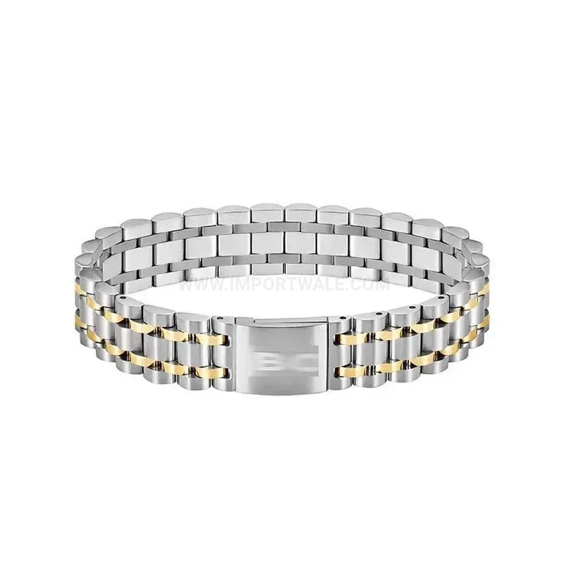 Elegant Geometric Stainless Steel Bio Magnetic Link Bracelet