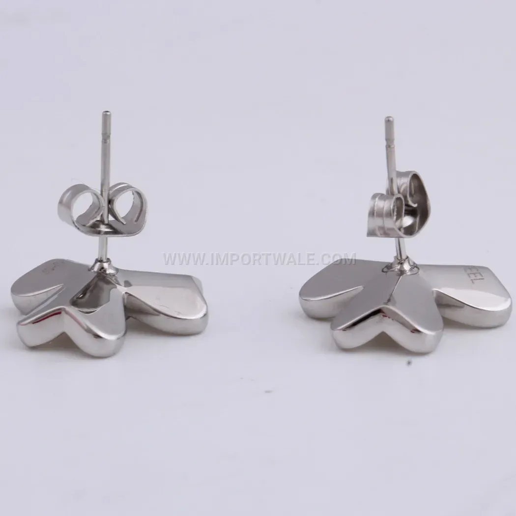 Crystal Pave Camellia Flower Stainless Steel Earrings