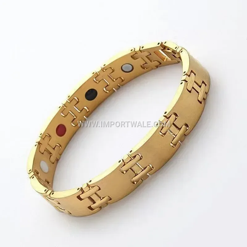 18K Gold Plated Floral Adjustable Titanium Steel Bracelet